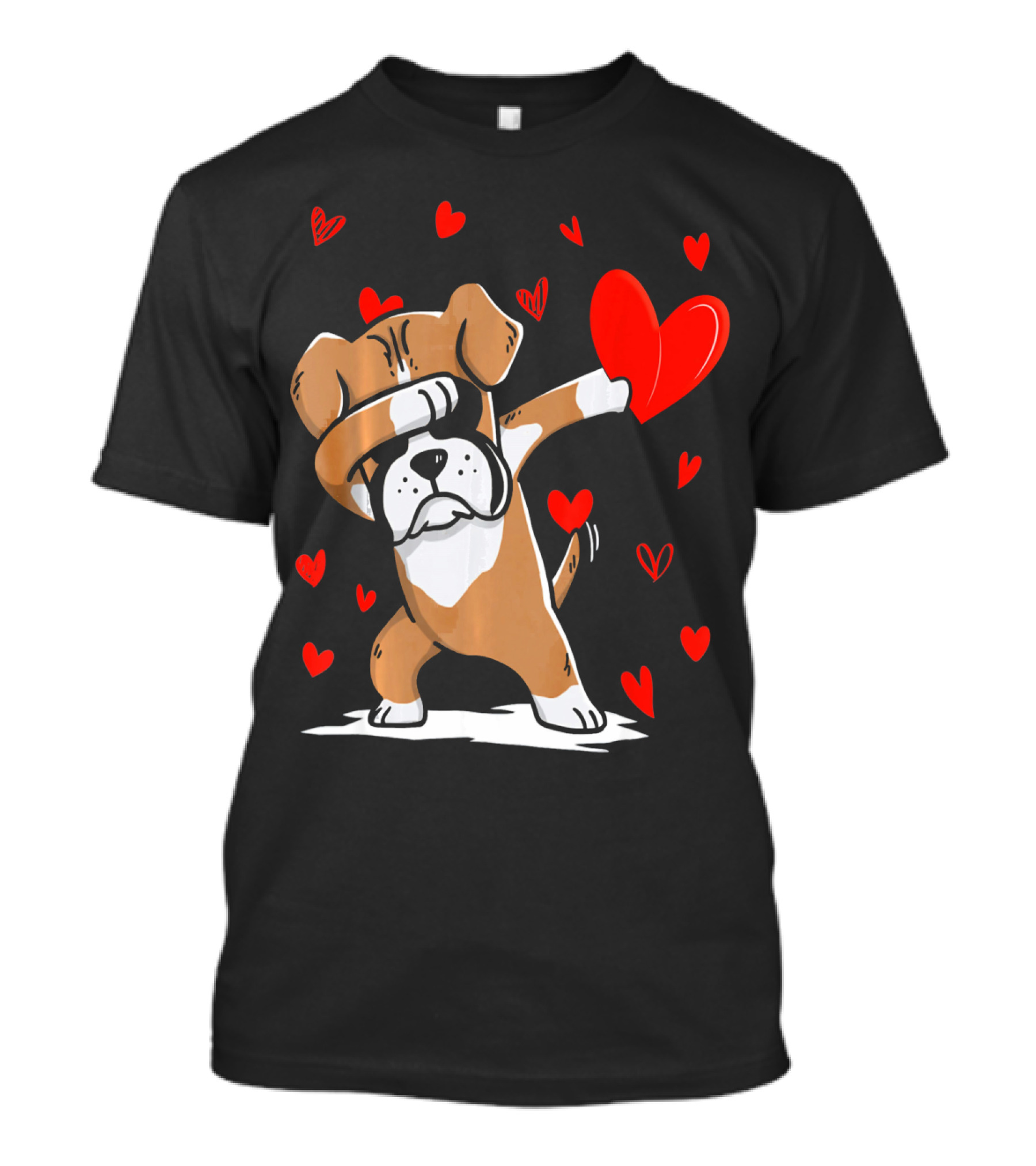 Dabbing Boxer Dog Holding Heart With Valentines Day T-Shirt