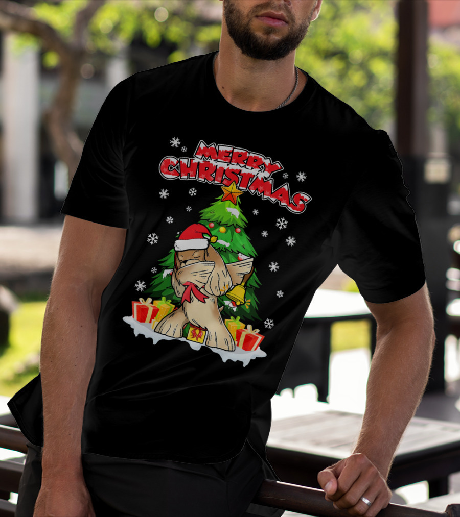 Merry Christmas Funny Dabbing Cocker Spaniel Holiday Tree Snowflakes Presents T-Shirt