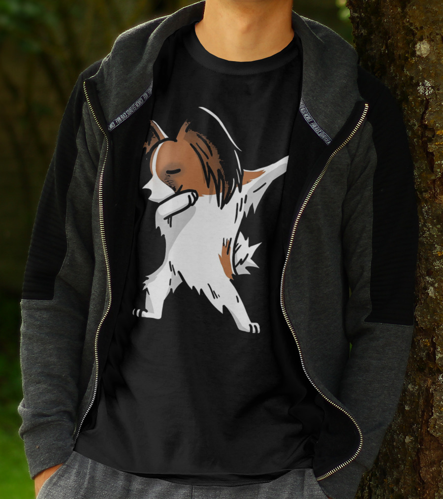 Funny Dancing Papillon Dog Birthday Celebration Party T-Shirt