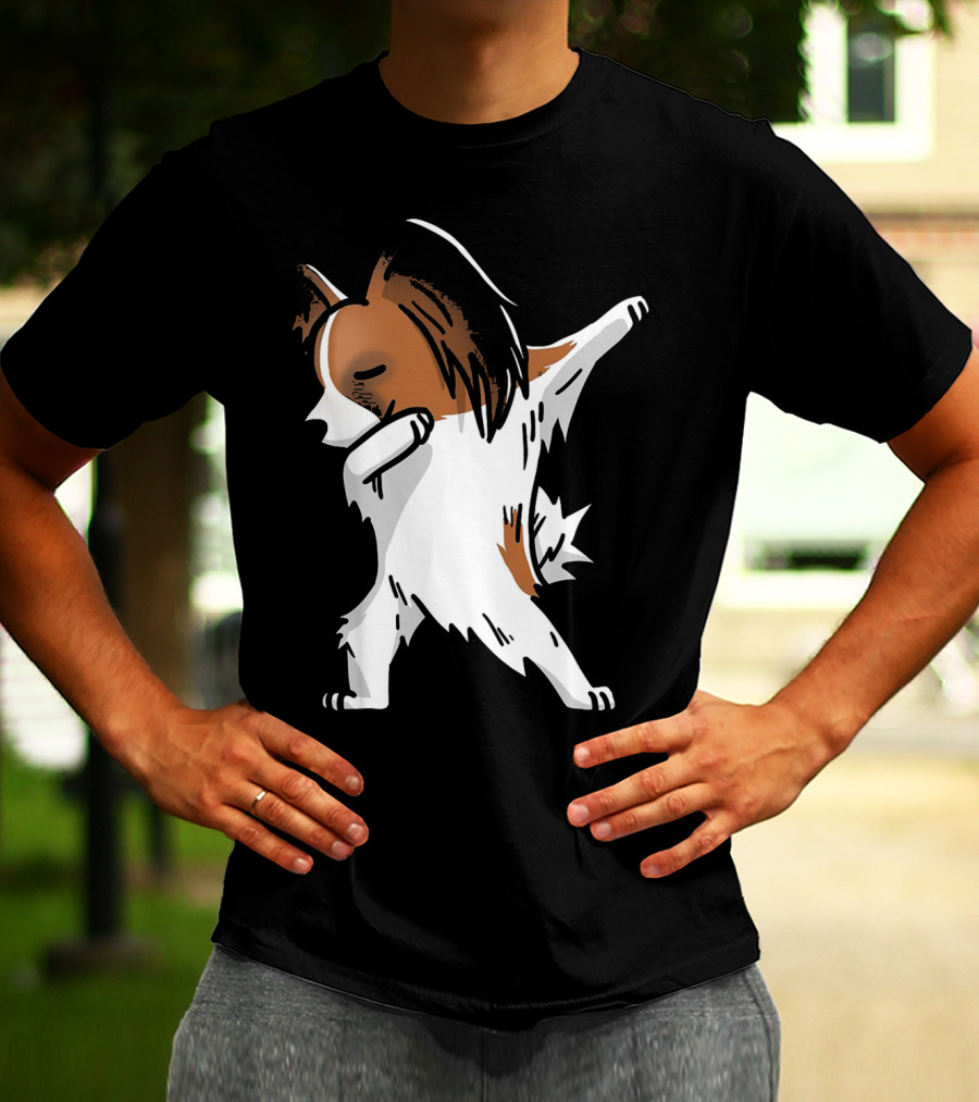 Funny Dancing Papillon Dog Birthday Celebration Party T-Shirt