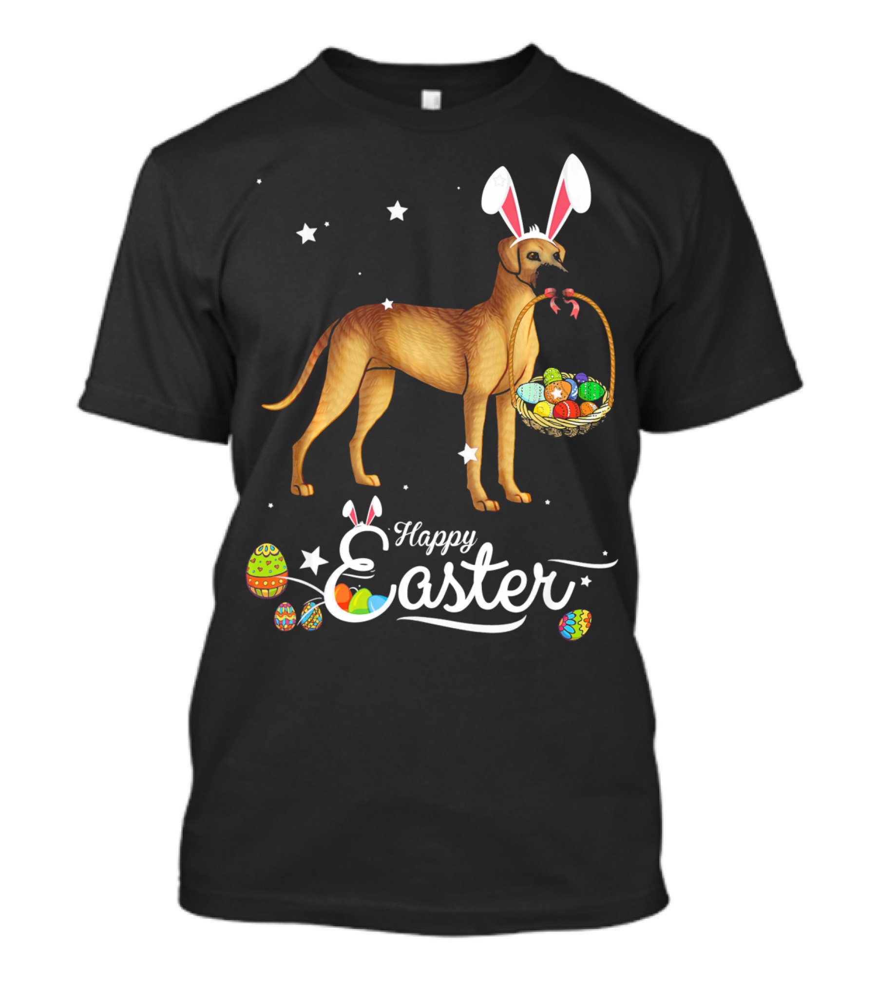Happy Easter Great Dane Bunny Ears With Eggs Basket T-Shirt