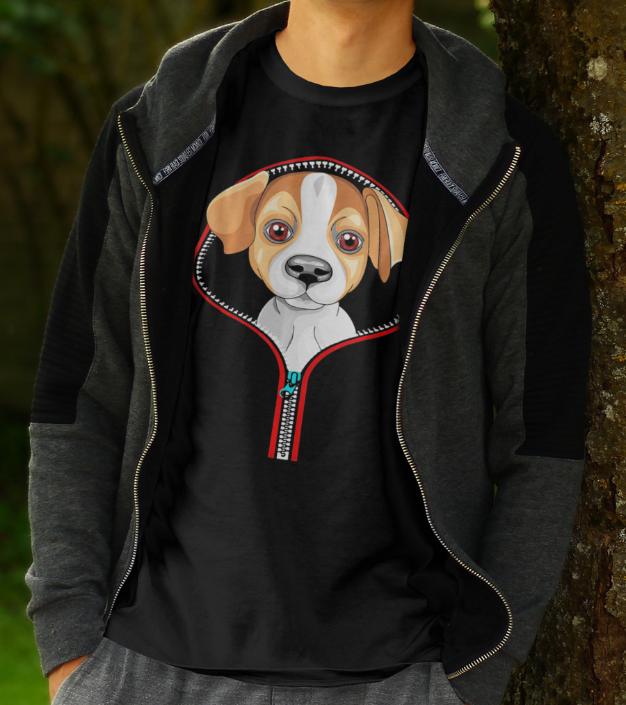 Funny Jack Russell Puppy In Zipper T-Shirt