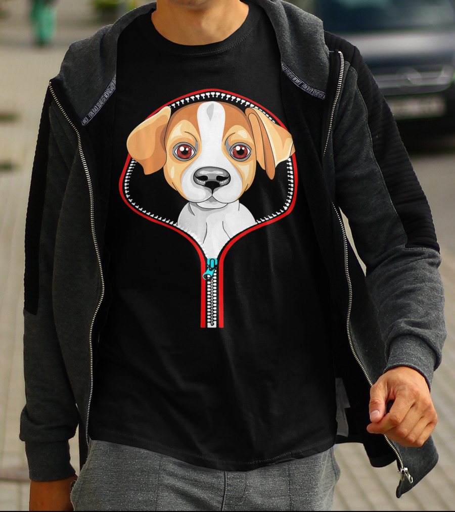 Funny Jack Russell Puppy In Zipper T-Shirt