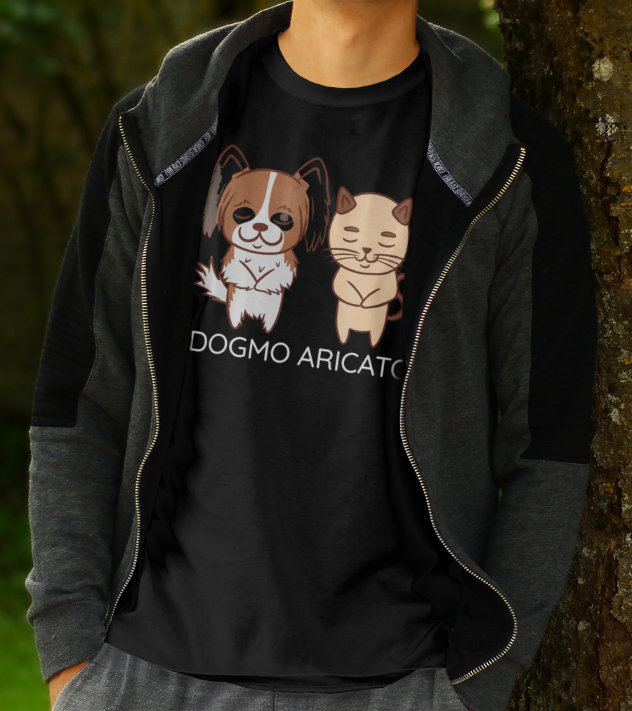 Funny Papillon Dogmo Aricato Dog And Cat Duo T-Shirt