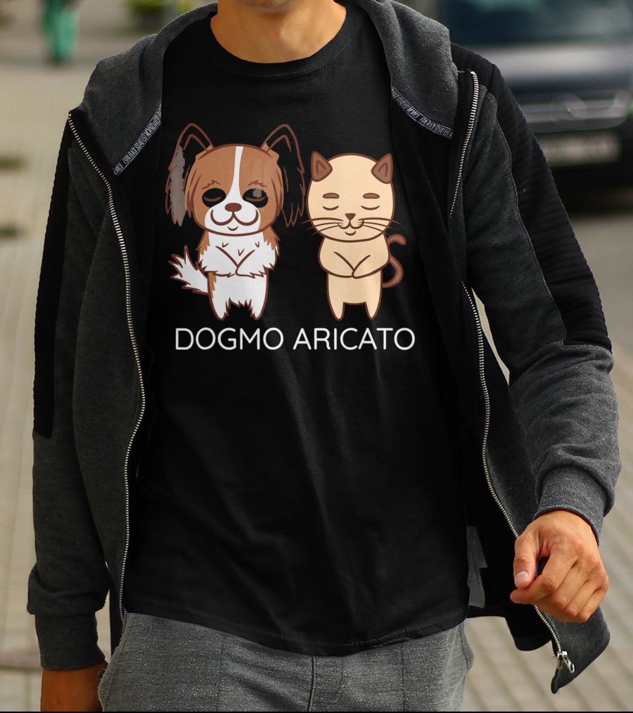 Funny Papillon Dogmo Aricato Dog And Cat Duo T-Shirt