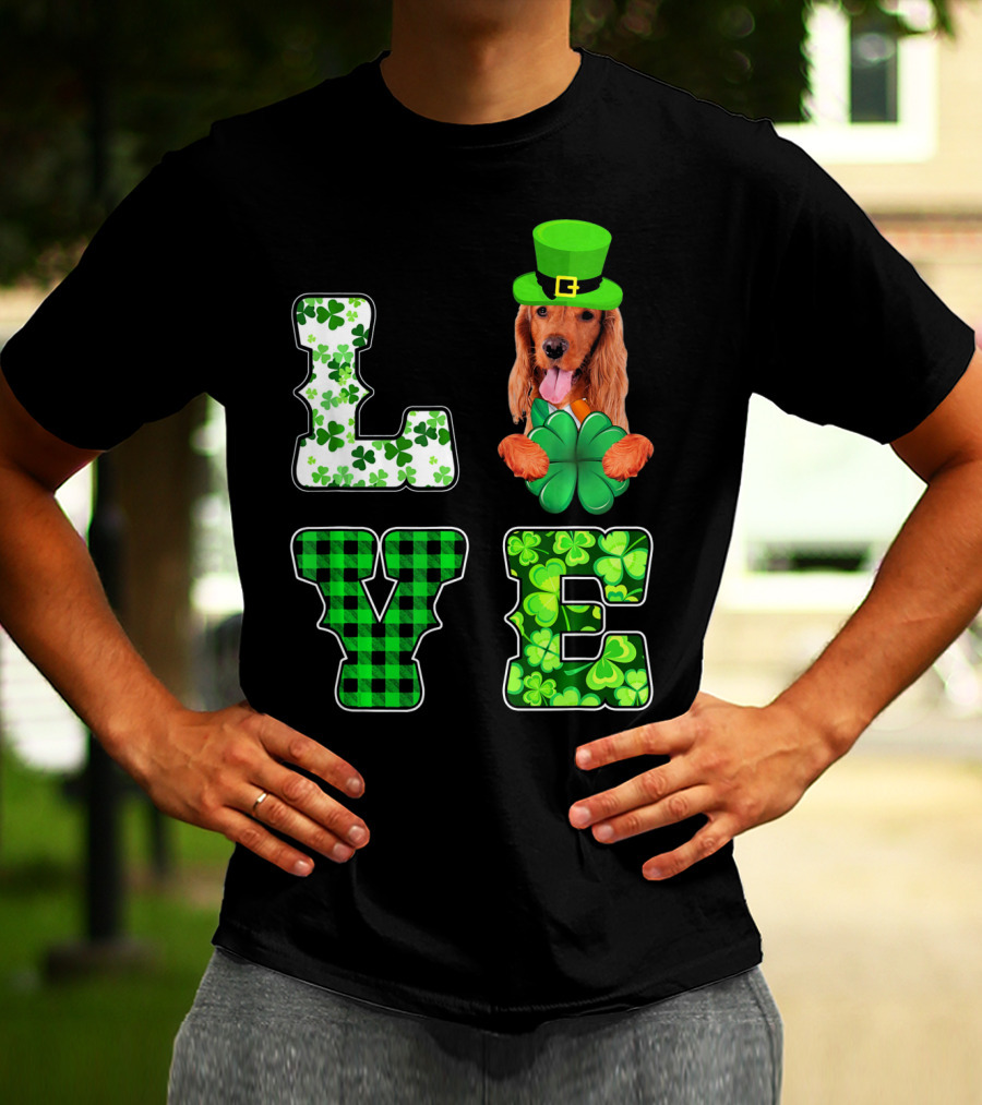 LOVE Funny St Patricks Day Cocker Spaniel Lover T-Shirt