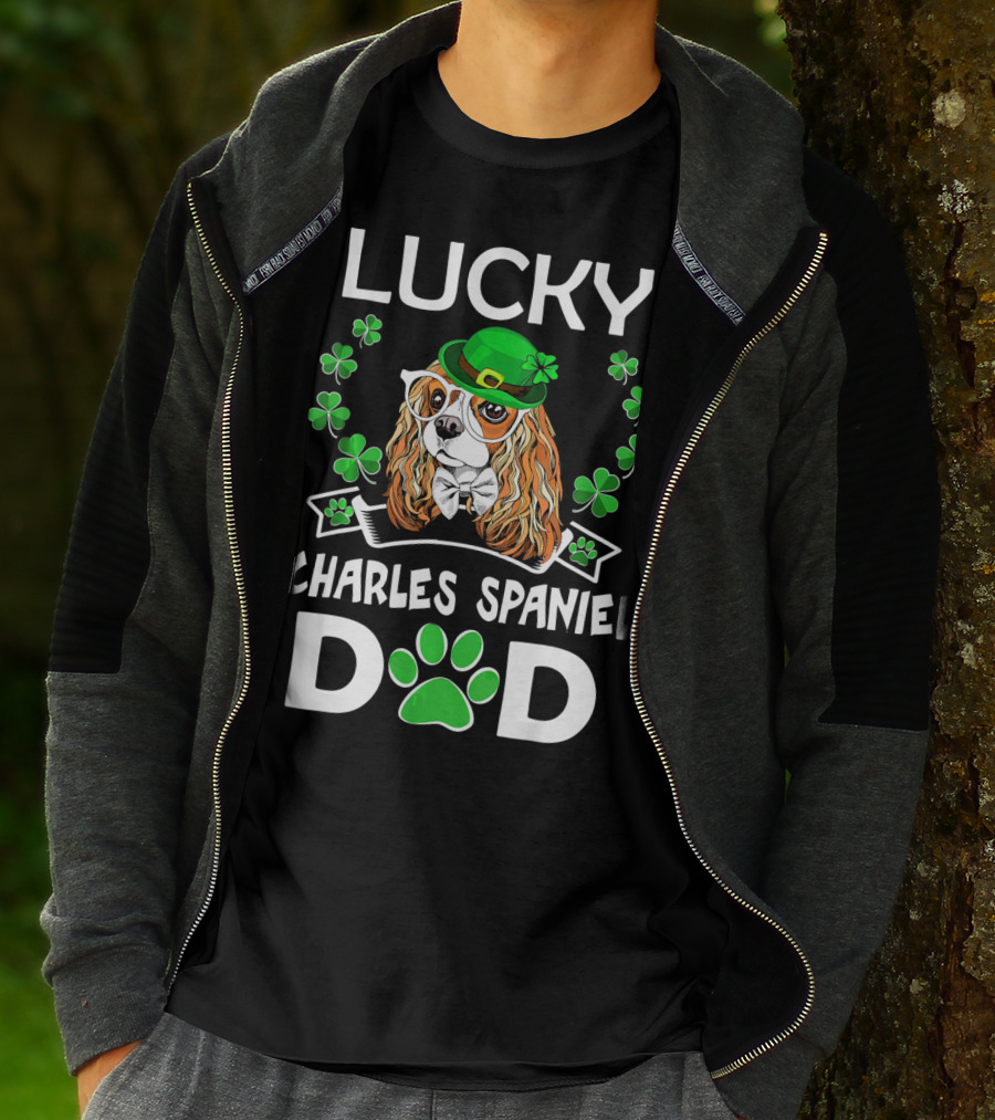 Lucky Cavalier Charles Spaniel Dad St Patrick's Day T-Shirt