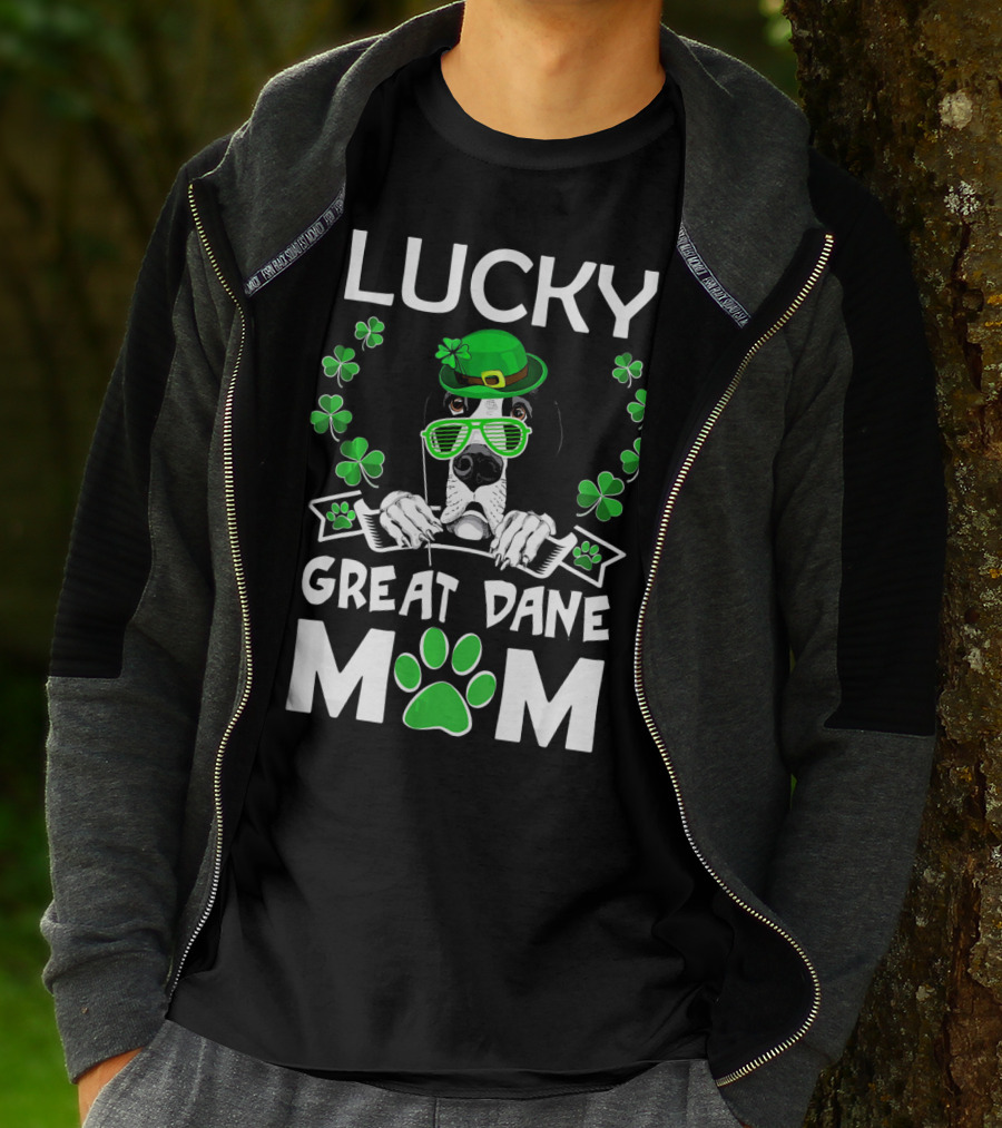 Lucky Great Dane Mom St Patricks Day Fun T-Shirt