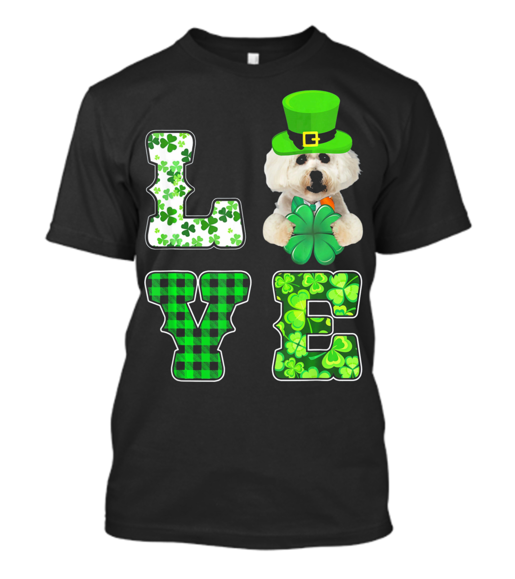 Funny St Patricks Day Maltese Love Shamrock Clovers T-Shirt