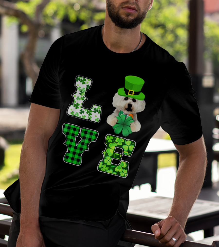 Funny St Patricks Day Maltese Love Shamrock Clovers T-Shirt