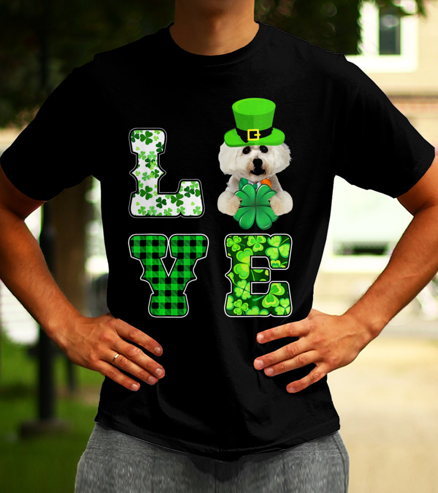 Funny St Patricks Day Maltese Love Shamrock Clovers T-Shirt