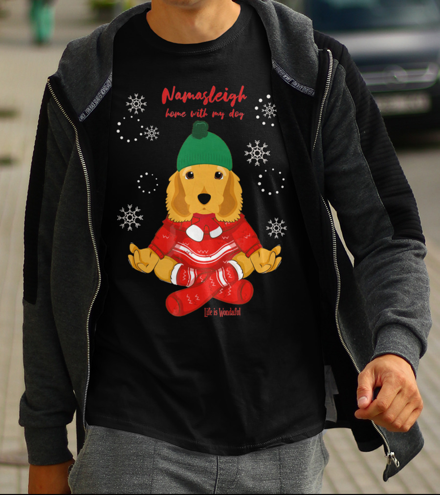 Namasleigh Cocker Spaniel Love Christmas Yoga Dog Life Is Wonderful T-Shirt