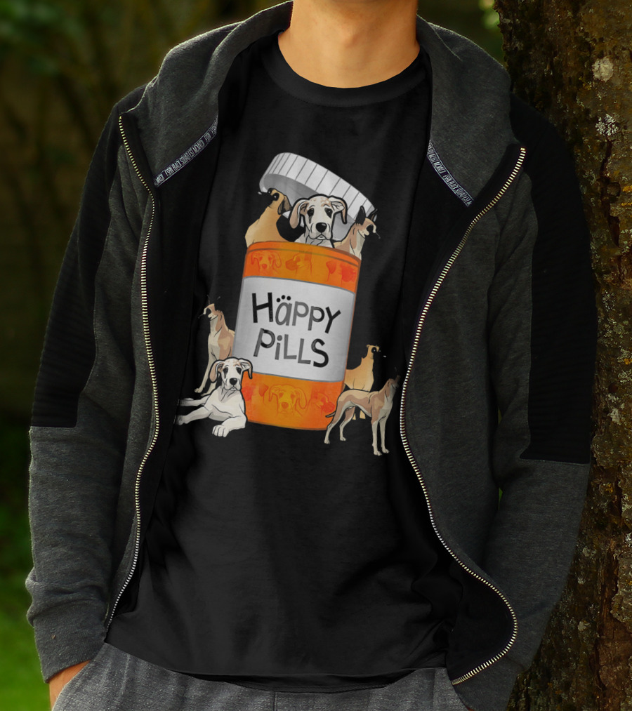 Great Dane Dog Happy Pills Prescription Bottle T-Shirt