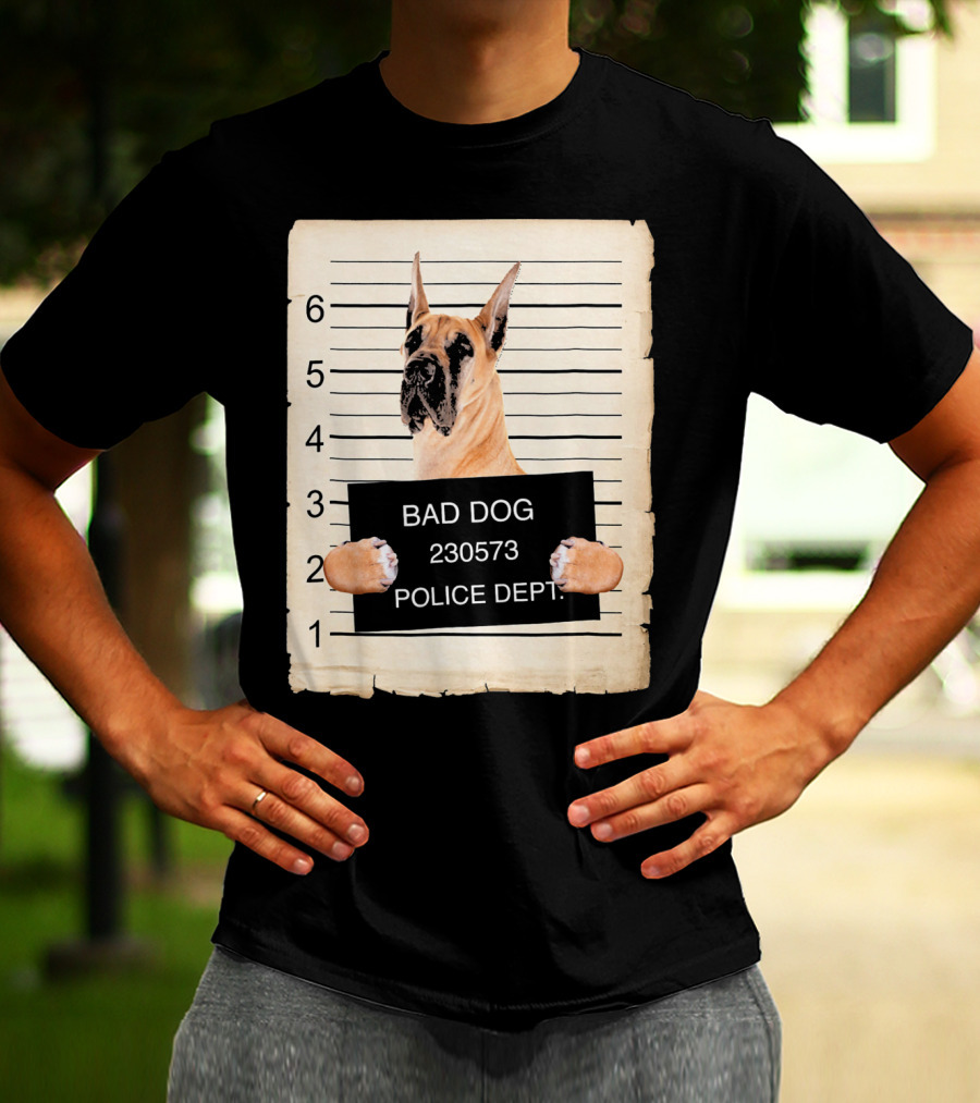 Great Dane Bad Dog Police Dept Mugshot 230573 T-Shirt