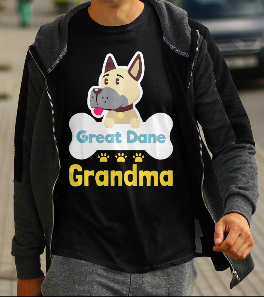 Great Dane Grandma Dog Bone With Paw Prints T-Shirt