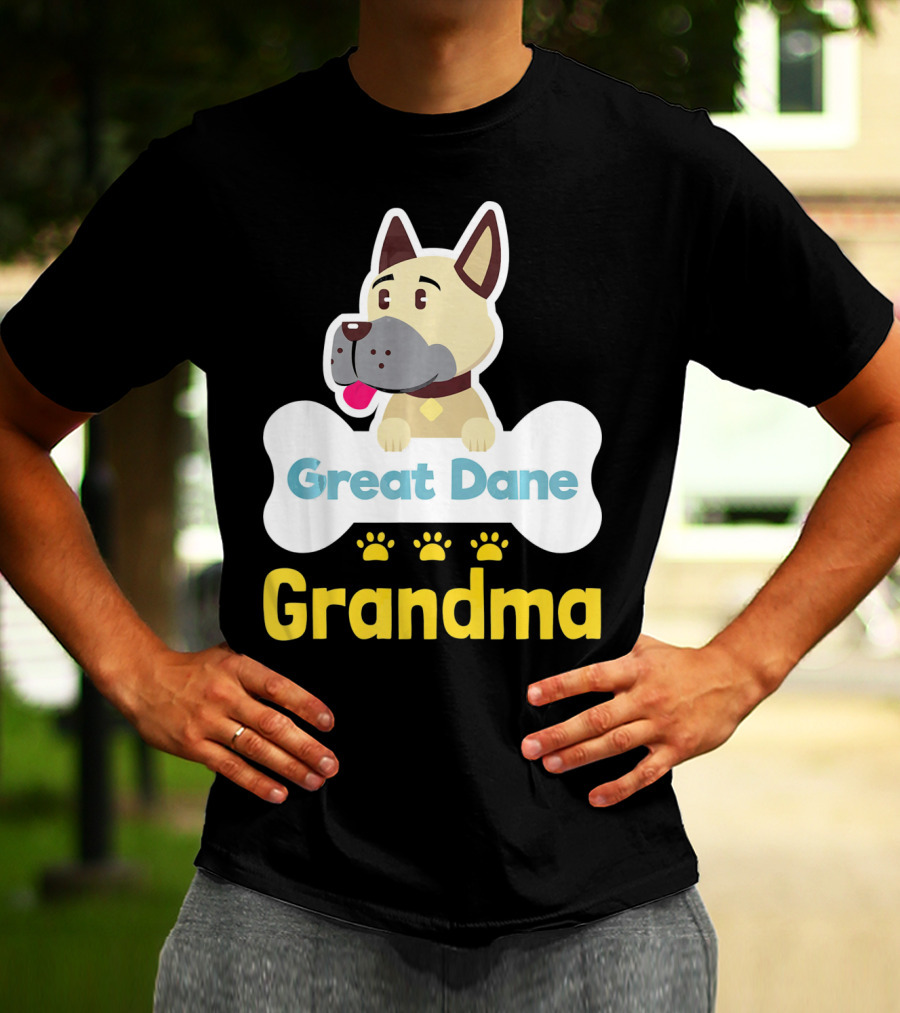 Great Dane Grandma Dog Bone With Paw Prints T-Shirt