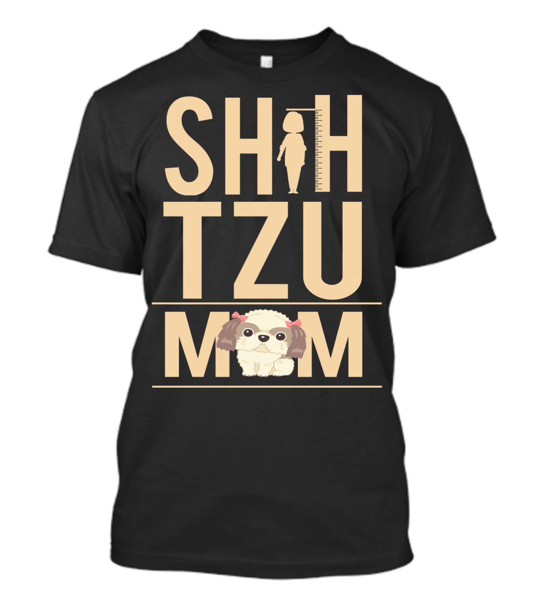 Shih Tzu Mom With Silhouette And Cute Shih Tzu Puppy T-Shirt