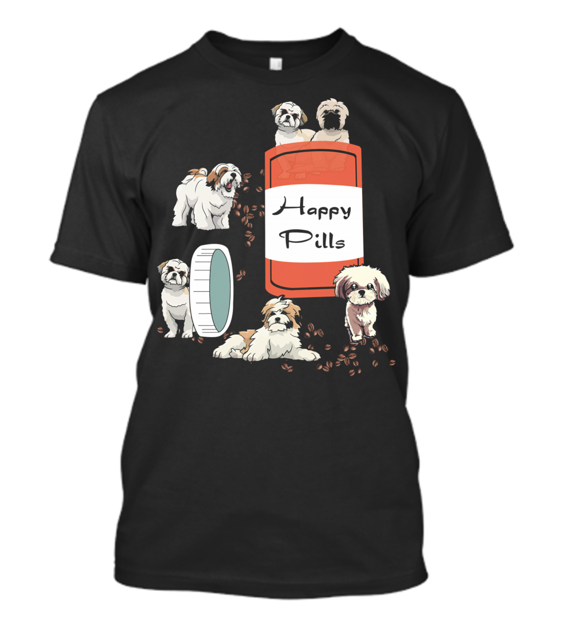 HAPPY PILLS SHIH TZU DOG CUTE CANINE FUN PLAYFUL PUPPY T-Shirt