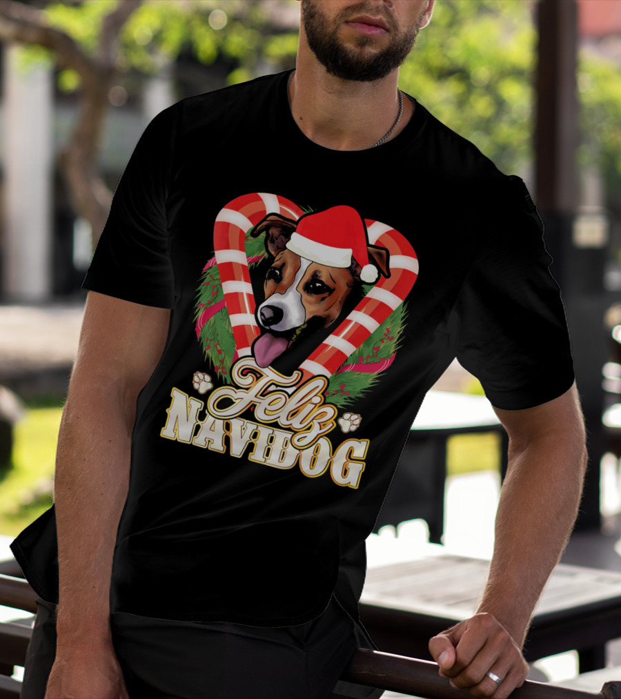 Feliz Navidog Jack Russell Terrier Santa Claus T-Shirt