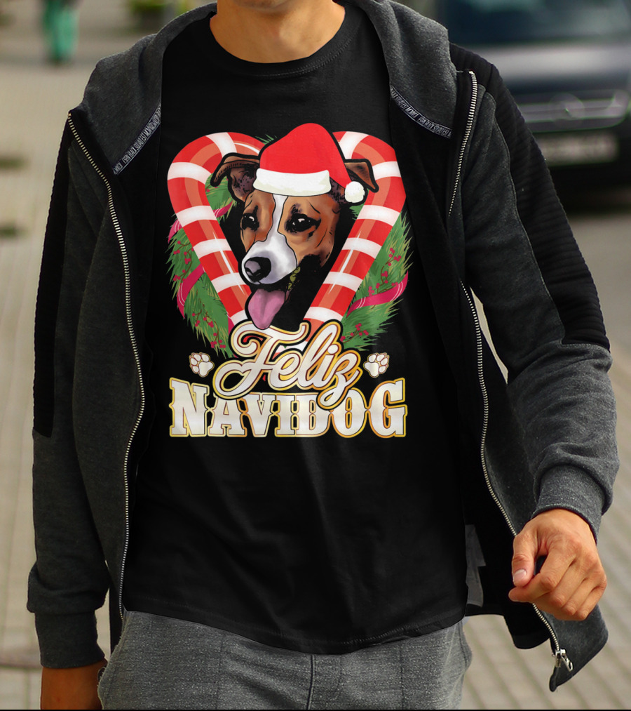 Feliz Navidog Jack Russell Terrier Santa Claus T-Shirt