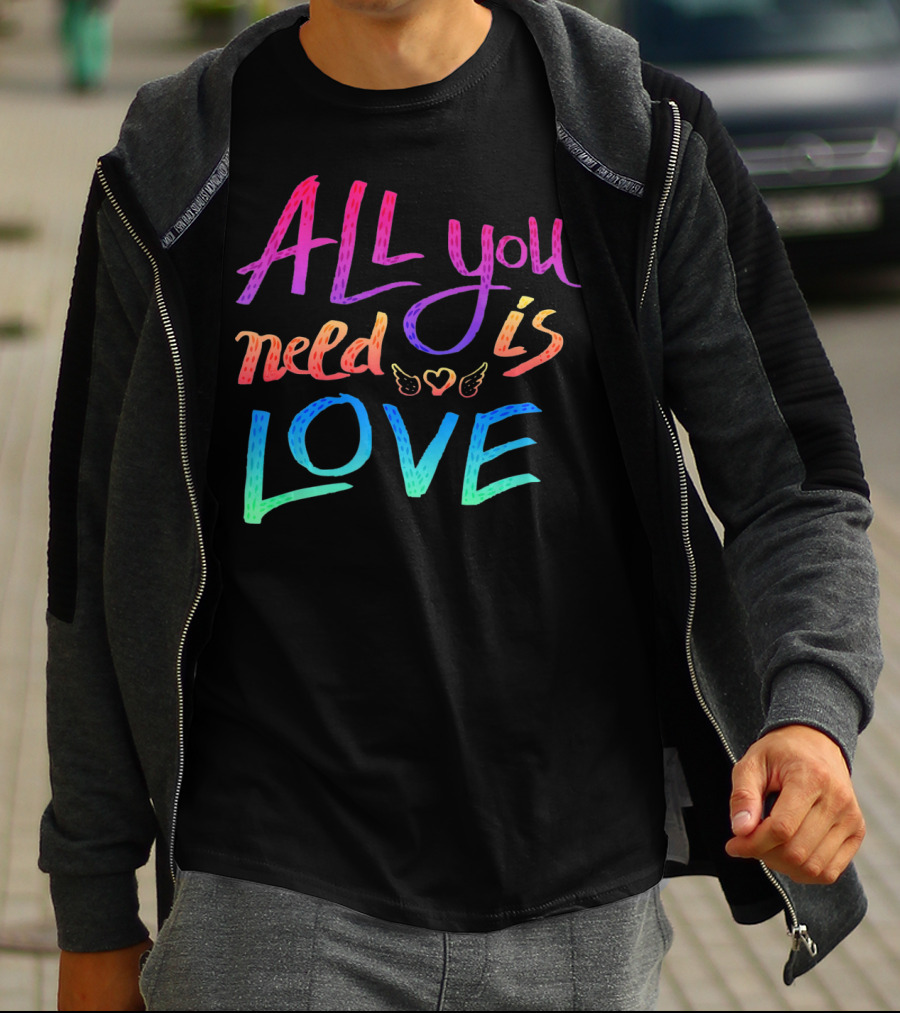 All You Need Is Love Rainbow Wings Heart T-Shirt