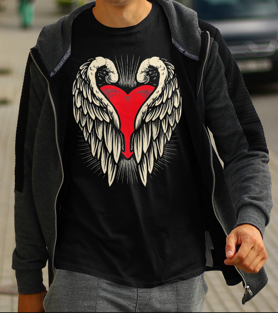 Angel Wings And Heart Valentine's Day T-Shirt