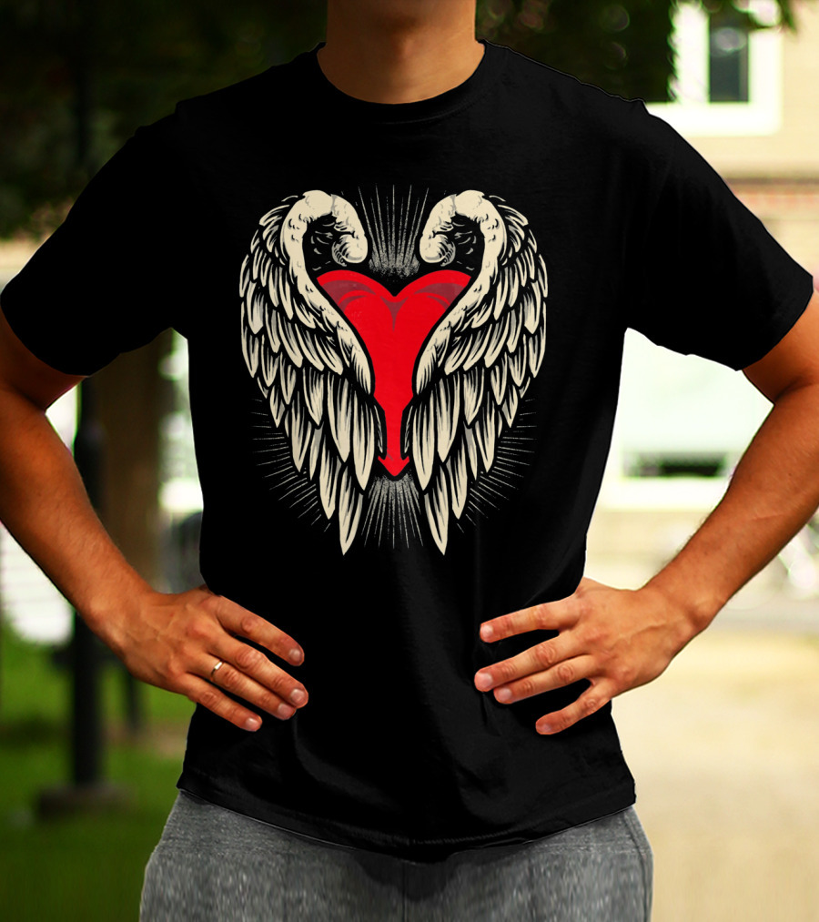 Angel Wings And Heart Valentine's Day T-Shirt