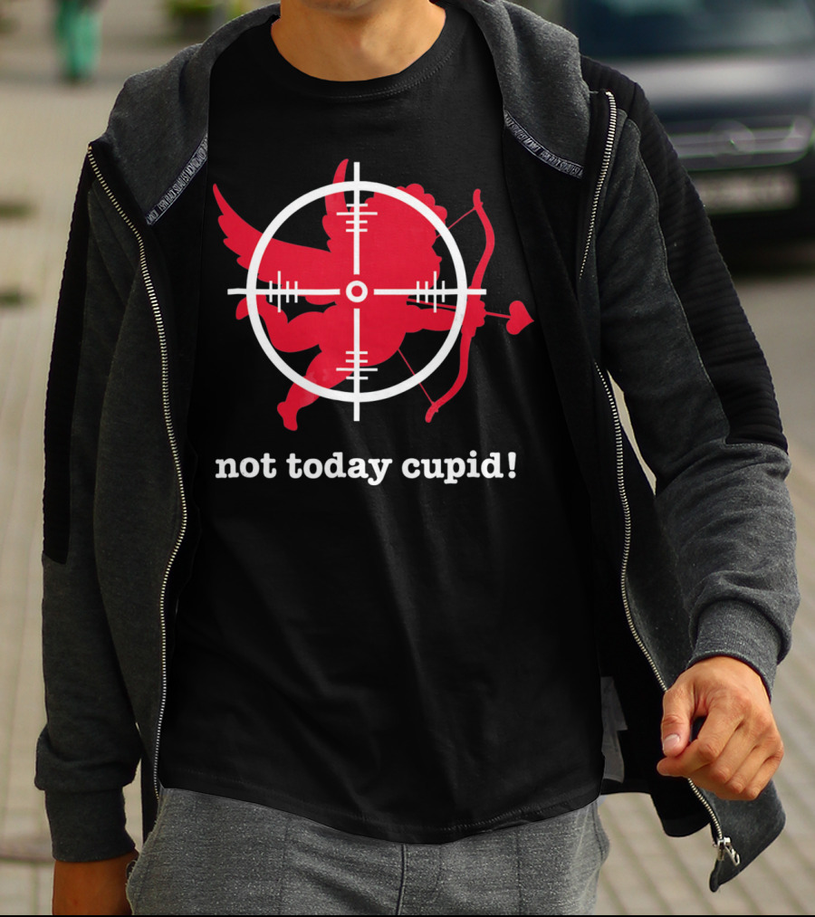 Not Today Cupid Anti Valentine's Day Crosshair Heart Bow And Arrow T-Shirt