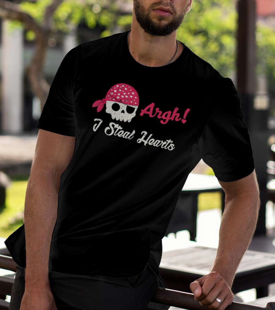 Argh I Steal Hearts Skull Bandana T-Shirt