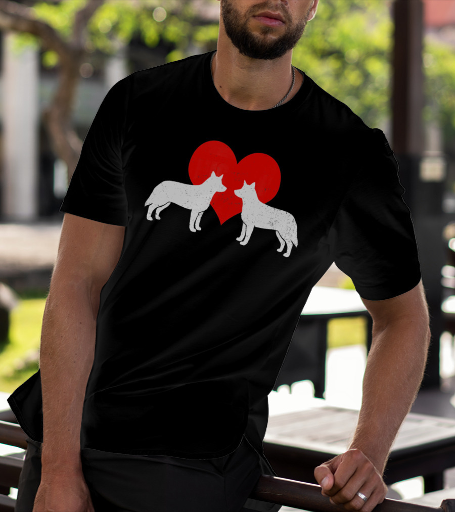 Australian Blue Heeler Heart Silhouette Valenti T-Shirt