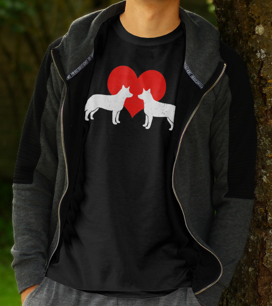 Australian Blue Heeler Heart Silhouette Valenti T-Shirt