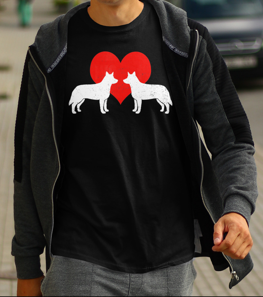 Australian Blue Heeler Heart Silhouette Valenti T-Shirt