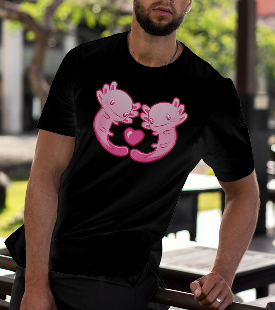 Axolotl Love Heart Cute Valentine's Amphibian T-Shirt