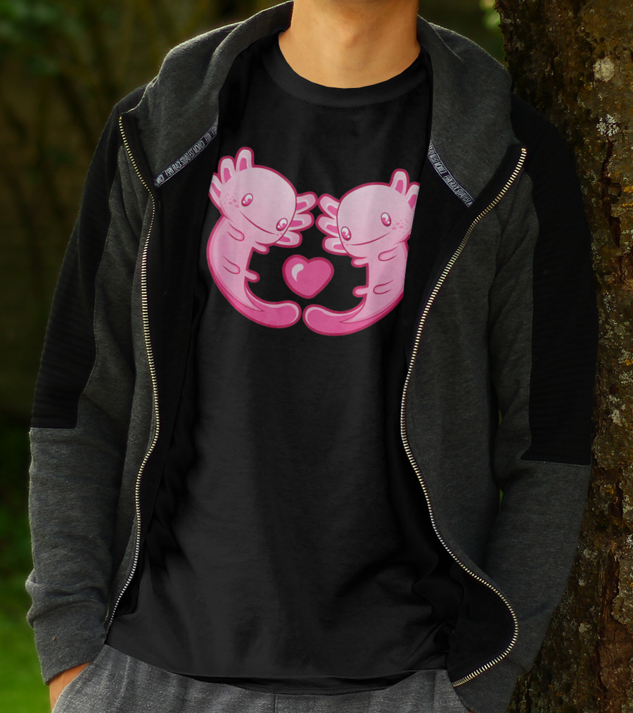 Axolotl Love Heart Cute Valentine's Amphibian T-Shirt