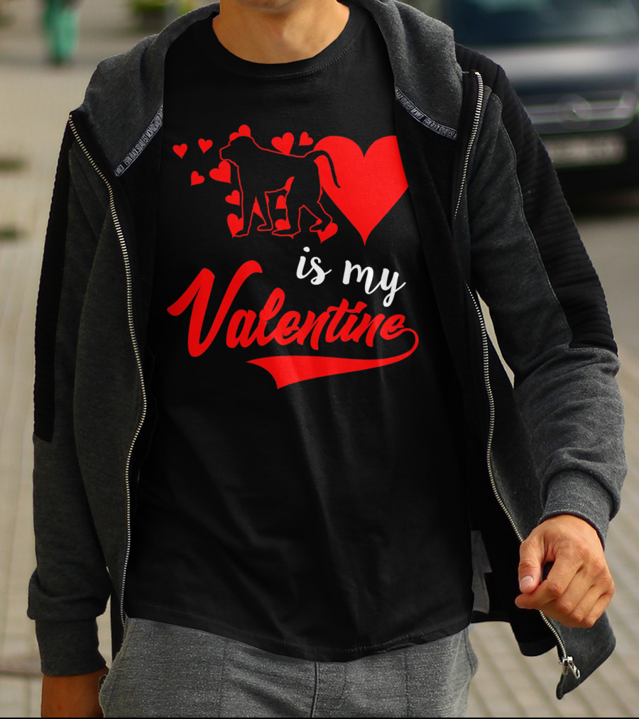 Baboon Love Heart Is My Valentine T-Shirt