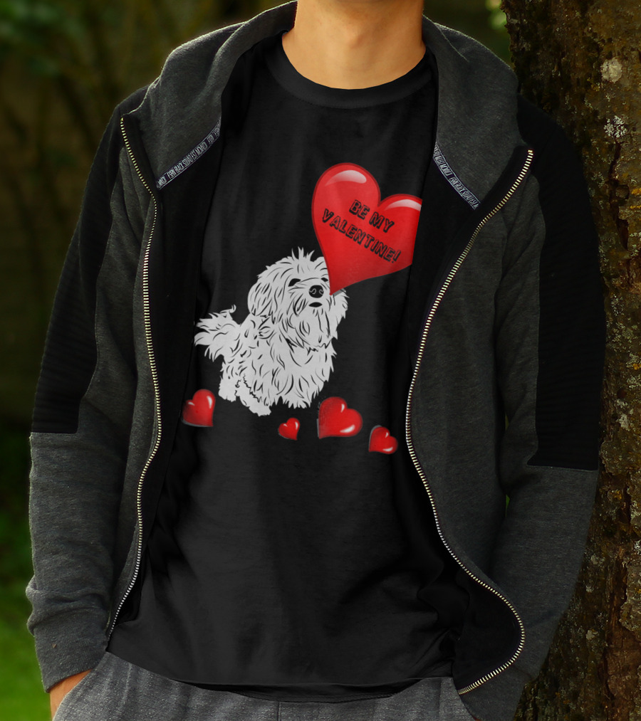 Be My Valentine Maltese Dogs In Love With Red Hearts T-Shirt