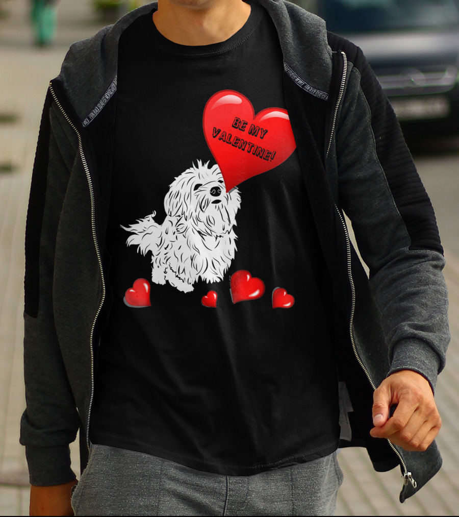 Be My Valentine Maltese Dogs In Love With Red Hearts T-Shirt