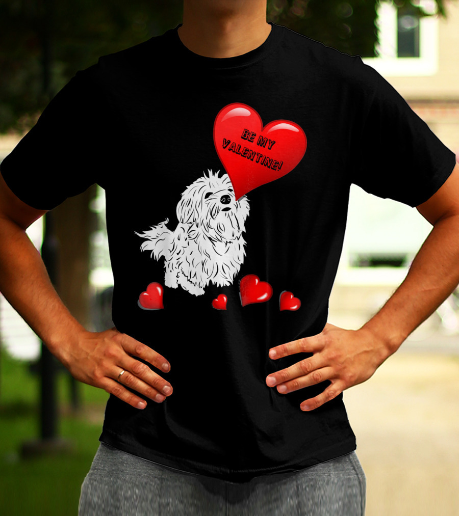 Be My Valentine Maltese Dogs In Love With Red Hearts T-Shirt
