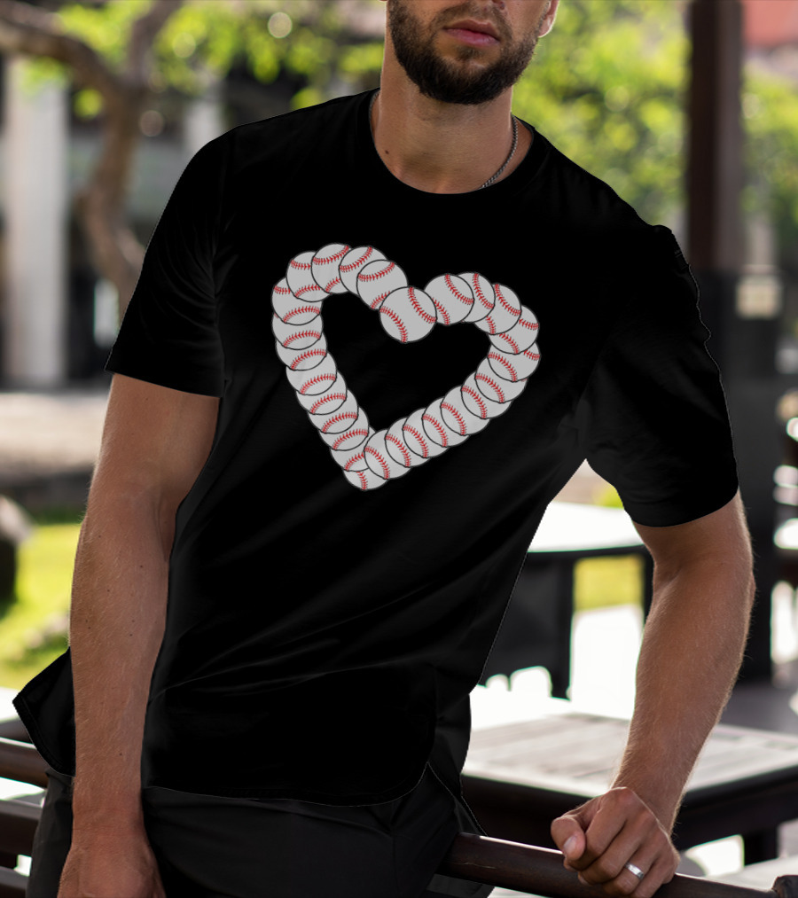 Baseball Heartbeat Valentine Heart With Baseballs T-Shirt
