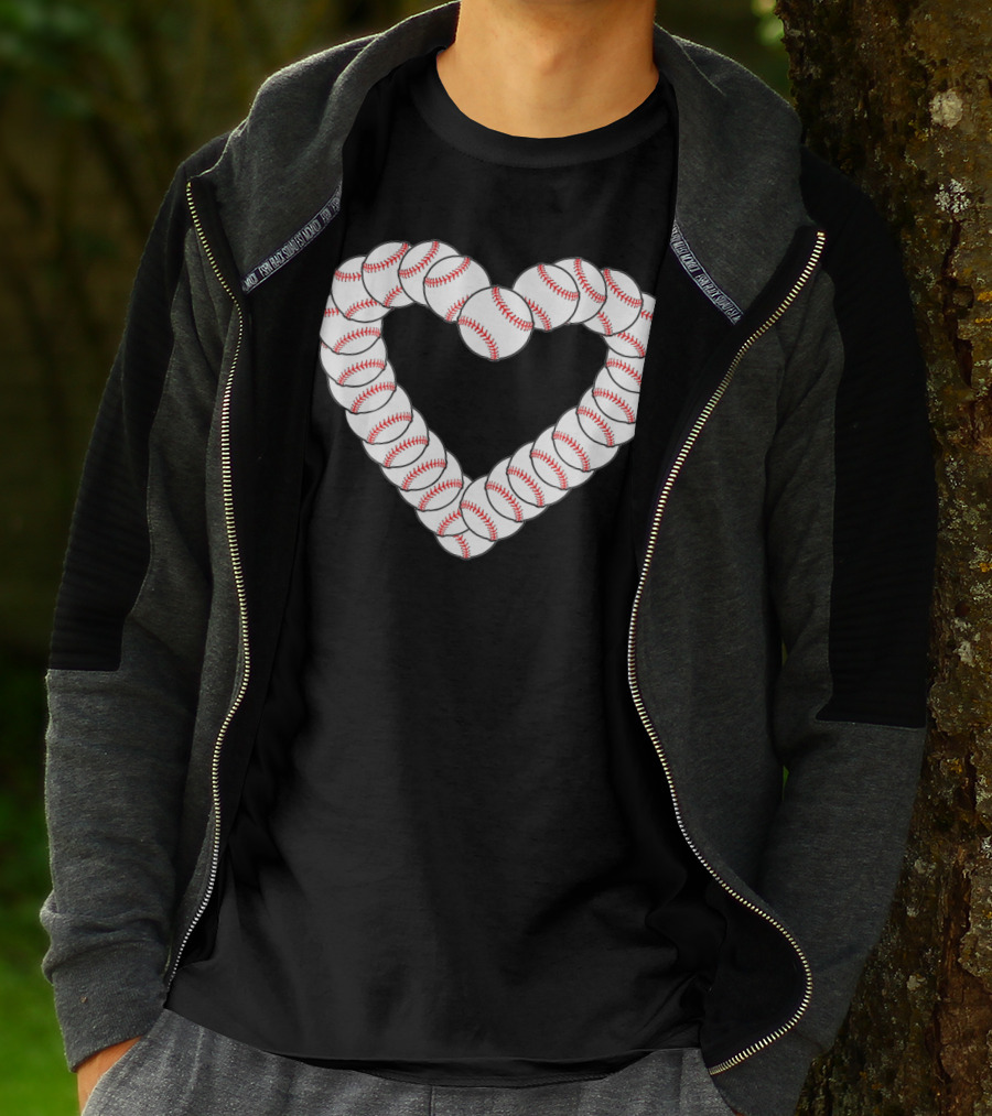 Baseball Heartbeat Valentine Heart With Baseballs T-Shirt