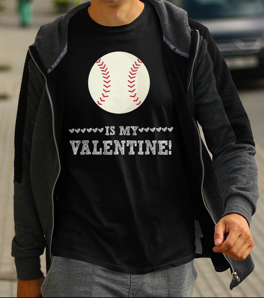 Baseball Is My Valentine Funny Sports Hearts T-Shirt