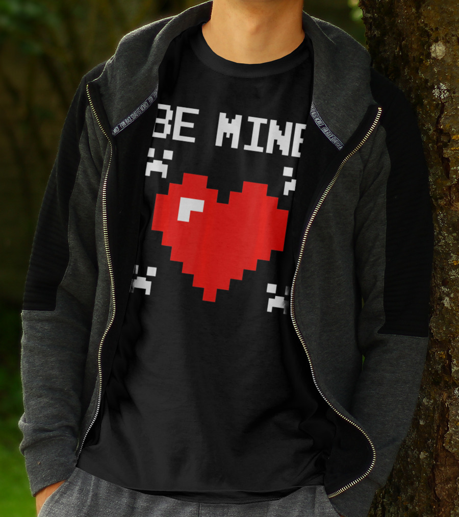 Be Mine Valentines Day Pixel Heart Design For Bo T-Shirt
