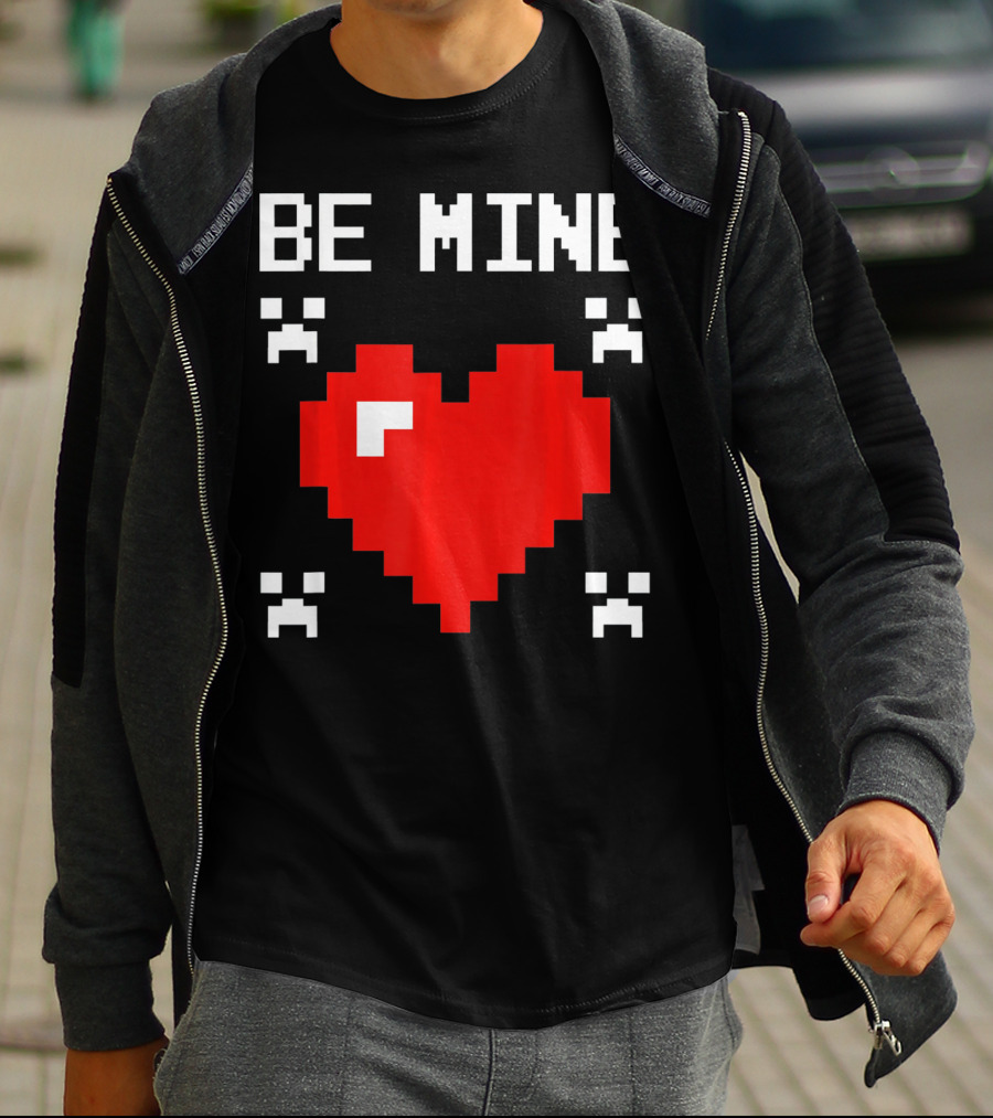 Be Mine Valentines Day Pixel Heart Design For Bo T-Shirt