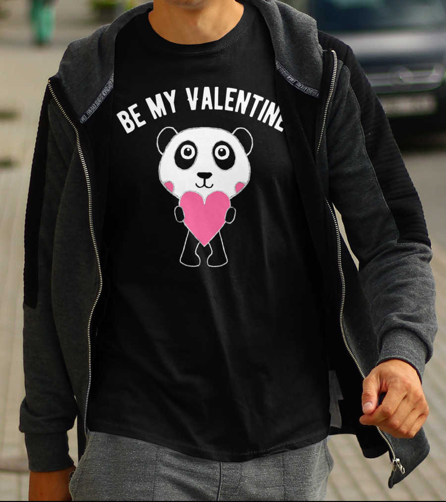 Be My Valentine Panda Holding Heart T-Shirt