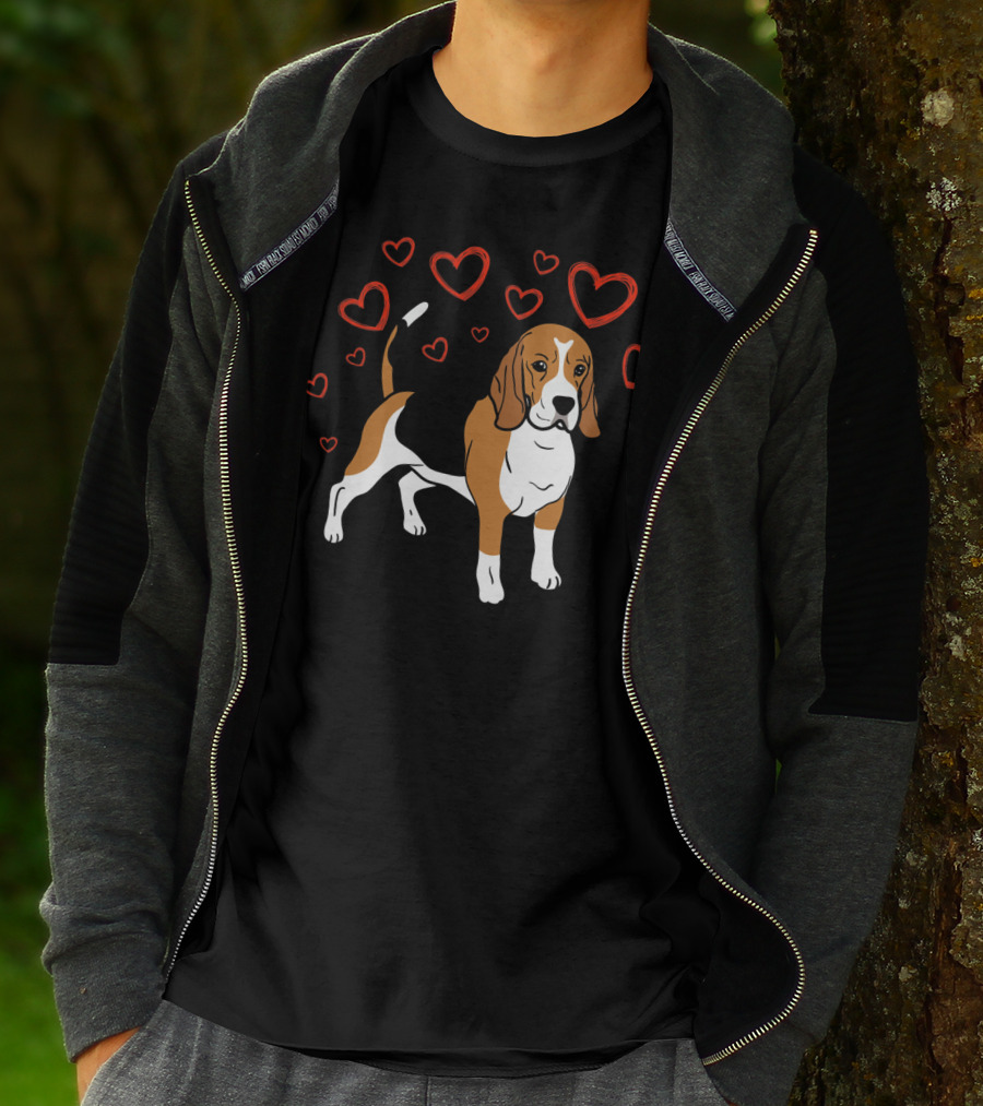 Beagle Surrounded By Hearts Valentine T-Shirt