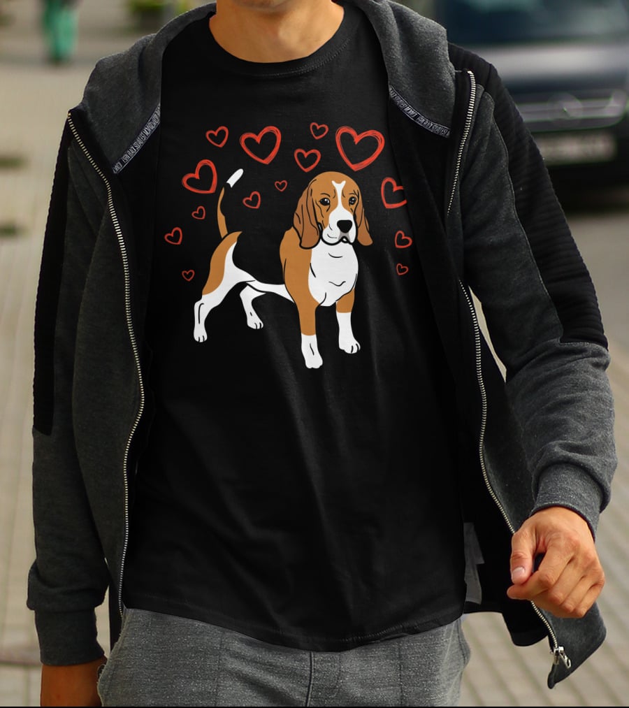 Beagle Surrounded By Hearts Valentine T-Shirt