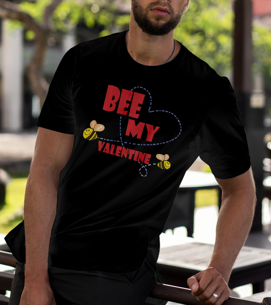 Bee My Valentine Beekeeper Cou With Heart And Bees T-Shirt