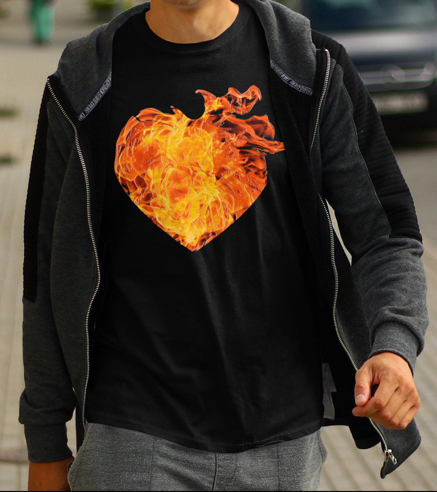 Valentines Day Big Heart Of Fire T-Shirt