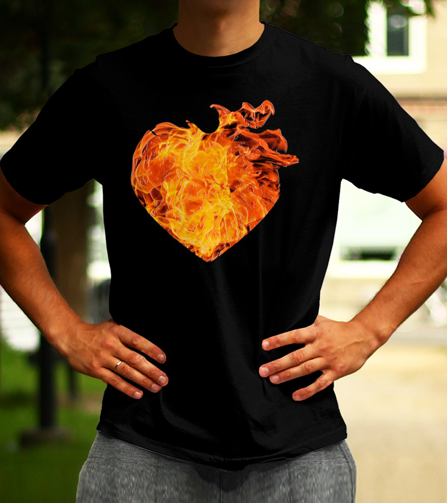 Valentines Day Big Heart Of Fire T-Shirt