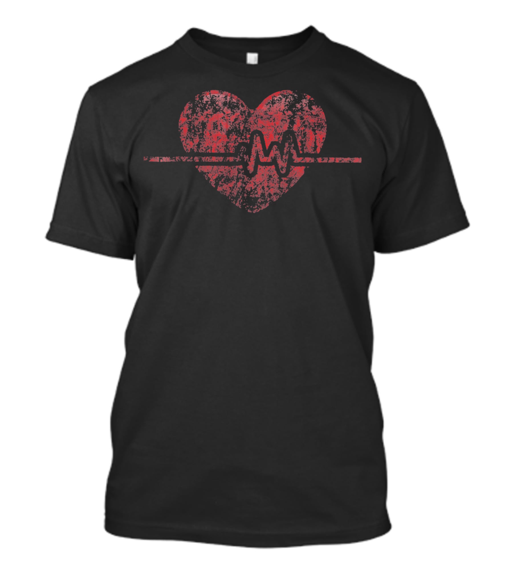 Big Heart EKG Vintage Distressed Valenti Red Heartbeat T-Shirt